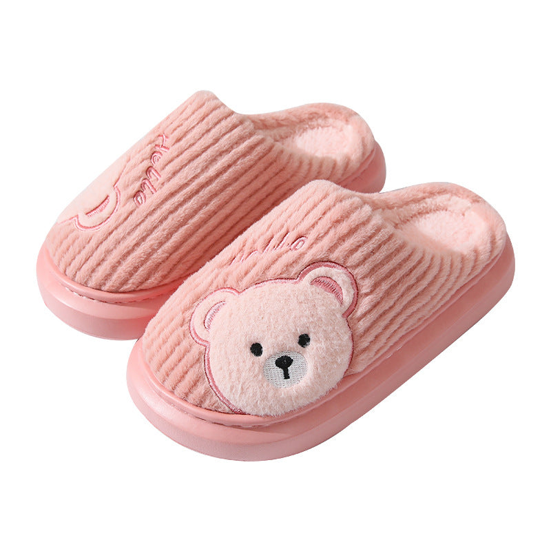 Thick-soled Cotton Slippers Cartoon Bear Plush Cotton Slippers